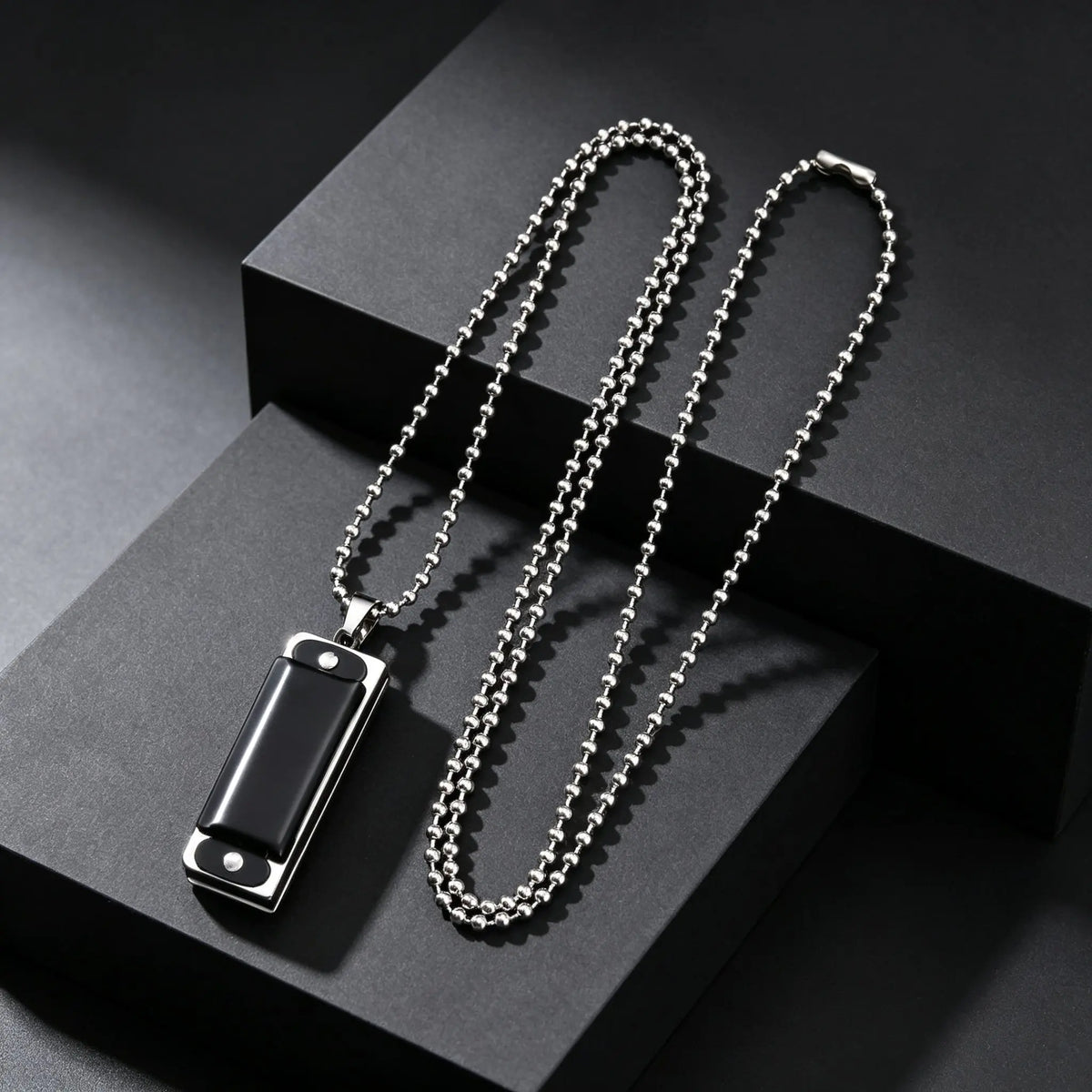 Harmonica Pendant Necklace — Stainless Steel Bead Chain