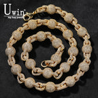 UWIN 10mm Ball Bead Chain Necklace Full Iced Out CZ Link Cubic Zircon Fashion Luxurious Choker HipHop Jewelry