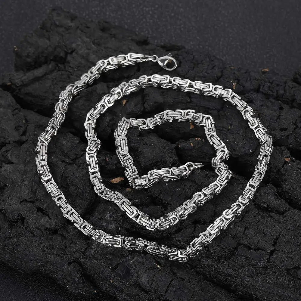 Byzantine Chain Necklace 4mm with Lobster Clasp — Stainless Steel