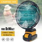 6 Inches Camping Fan 10000/20000mAh Outdoor Fishing Wireless Desktop Portable Metal Fan Strong Wind Fan FIt Dewalt 18V