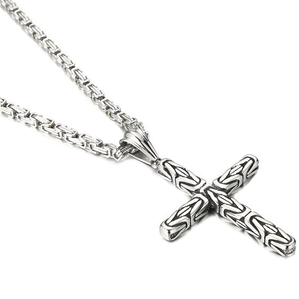 Men's Cross Pendant Neck Necklaces for Man Stainless Steel Pendant Necklace Christian Jewelry Meaningful Religious Gift