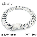 24/31MM Larger Cuban Chain Dog Bone Charm Necklace for Men Women Stainless Steel 316L Heavy Choker Punk Trendy Jewelry Cool Gift