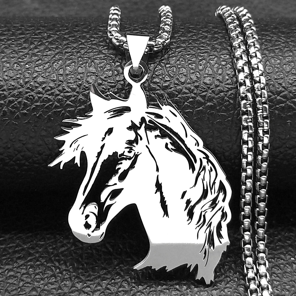 Gold Pendant Horsehead Animal Hollow Out
