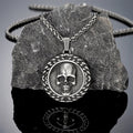 Viking Double-Sided Skull Pendant Necklace — Stainless