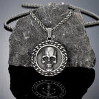 Viking Double-Sided Skull Pendant Necklace — Stainless