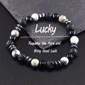 Classic Black Natural Labradorite Volcanic Stone Round Bead Bracelet Health Protection Wealth Luck Accessory Men 팔찌