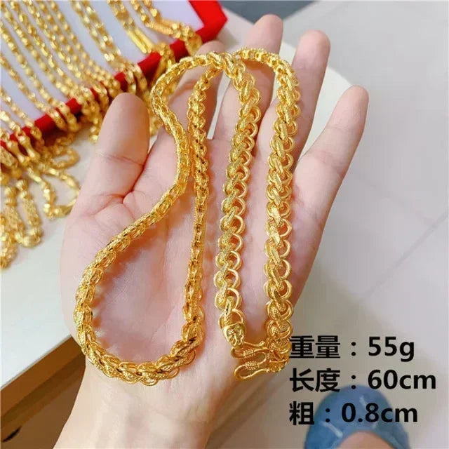 Mens and womens 18K gold necklace AU750 ball chain transfer domineering jewelry boss chain free shipping with