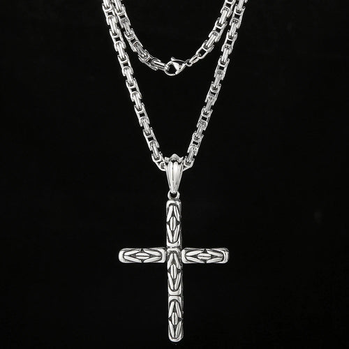 Men's Cross Pendant Neck Necklaces for Man Stainless Steel Pendant Necklace Christian Jewelry Meaningful Religious Gift