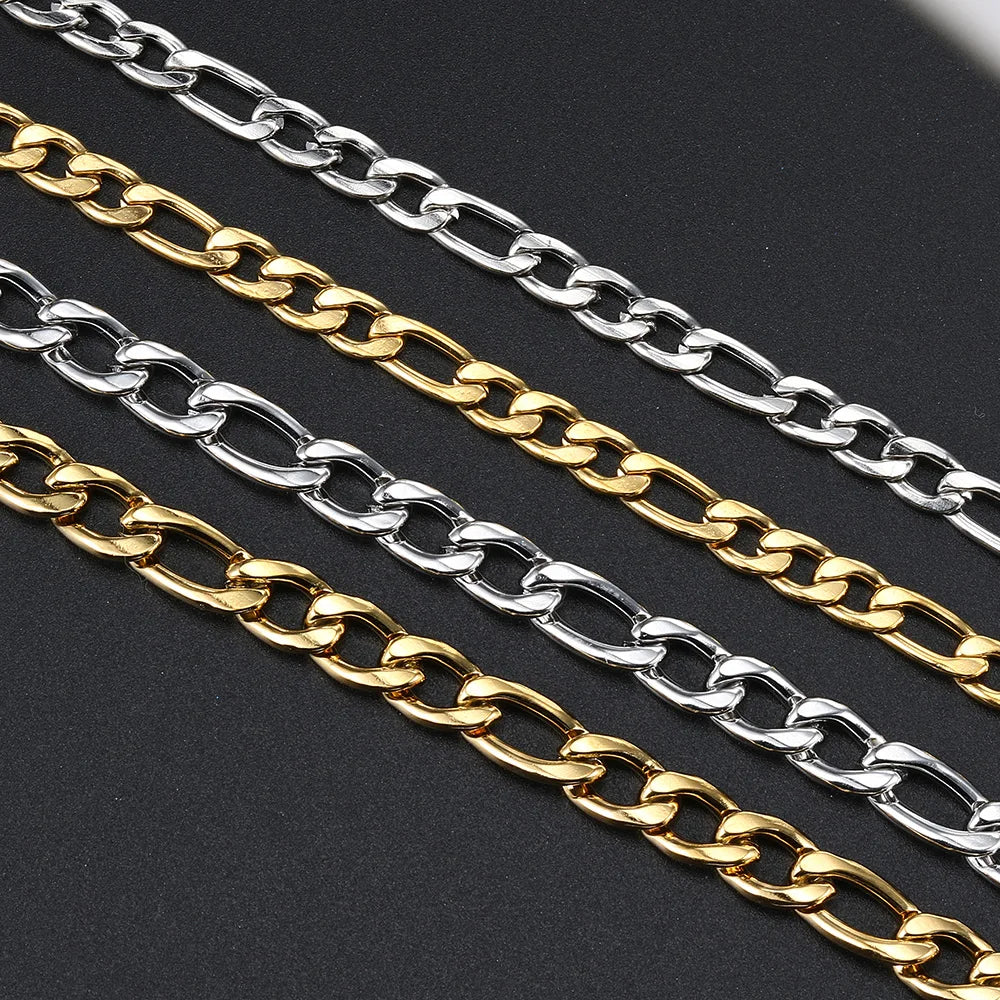 Gold Figaro Bracelet 316L Stainless Steel 5MM