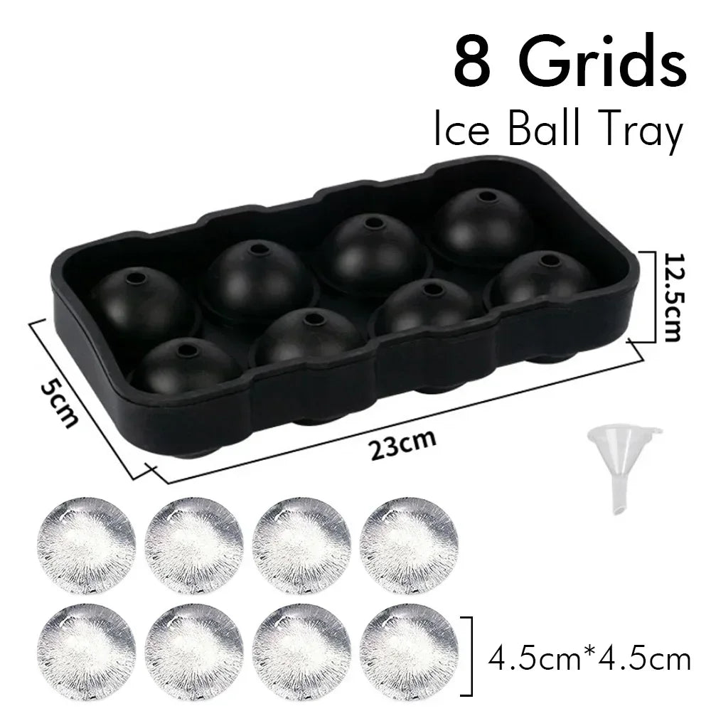 Ice Cube Tray Silicone Ice Ball Freezer Mold Square Ice Cube Maker with Lid 4/6/8 Grids for Whiskey Cocktail Coffee