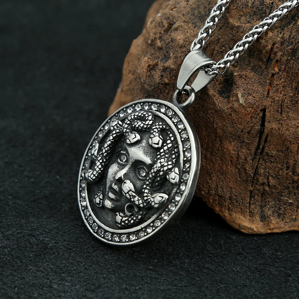 Medusa Gold Pendant Retro Gothic Head Gorgon