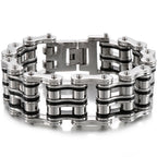 Punk Rocker Bikers' Bracelet for Man 24MM Width Stainless Steel Bicycle Link Chain Men's Bracelets Wristband Jewelry