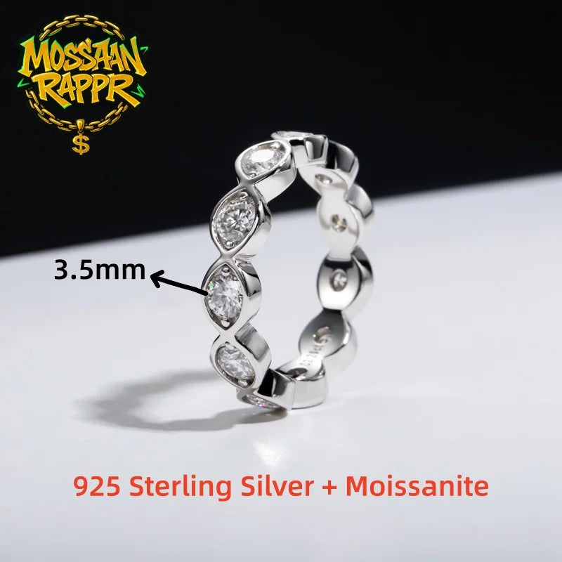 Iced Out Eternity Band Ring — 925 Silver