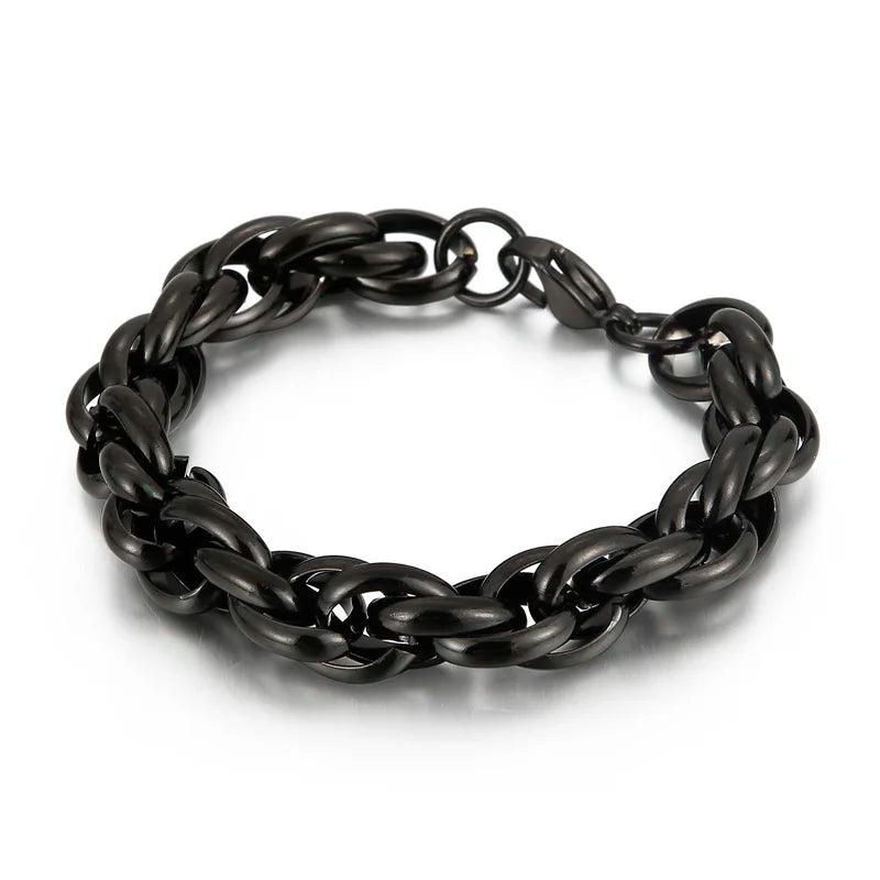 7/11mm Twisted Chain Bracelet for Men Woman Stainless Steel Charm Men's Wristband Gold Color Bangles Bracelets Jewelry