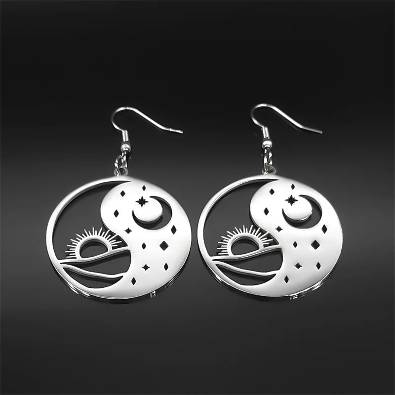 Yin Yang Silver Pendant Taoist Tai Chi Bagua Sun