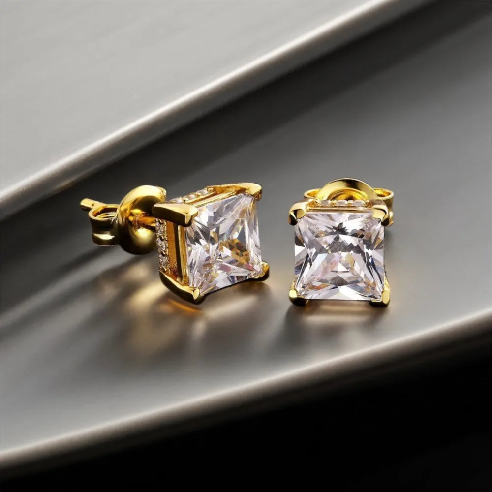 Gothic Iced Out Square CZ Stud Earrings Colorful