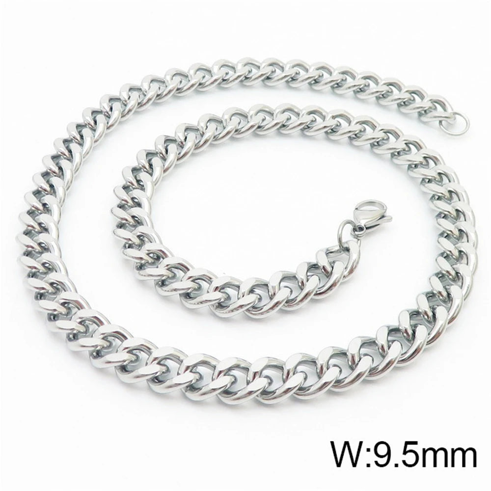 Punk Curb Cuban Link Chain Men Women Stainless Steel Long Necklace Fashion Tide Hip Hop Sweater Accessories Party Jewelry Gifts