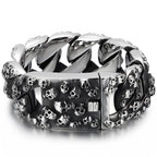 Punk Rock Man Bracelet Stainless Steel Wide Skull Head Link Chain Bracelets for Men Gothic Men's Bikers' Jewelry