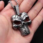 Vintage Large Skull Pendant Necklace — Stainless Steel