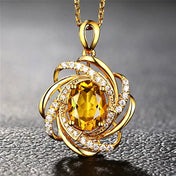 Gorgeous Flower Pendant Necklace with Blue/Yellow Cubic Zirconia Aesthetic Wedding Accessories Trendy Jewelry for Women