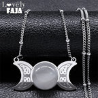 Celtic Moon Pendant Necklace — Stainless Steel