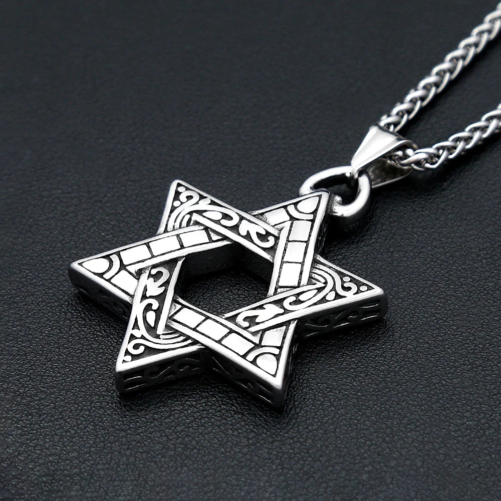 Star Steel Pendant Vintage David Punk Hexagonal