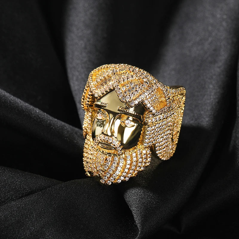 Iced Out CZ Pave Band Ring for Men — Two-Tone, Rapper Band