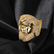 Iced Out CZ Pave Band Ring for Men — Two-Tone, Rapper Band