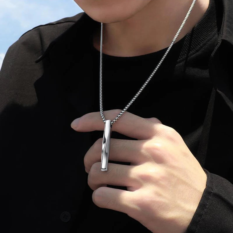 Silver Minimal Spiral Pendant Necklace Stainless