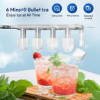 LOEFME 1.4L Ice Maker 12kg/24h Portable Ice Maker 6 Mins 9pcs Ice Cubes Self-Cleaning with Scoop for Home Cafes Camping