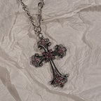 Y2K Spike Cross Pendant Necklace