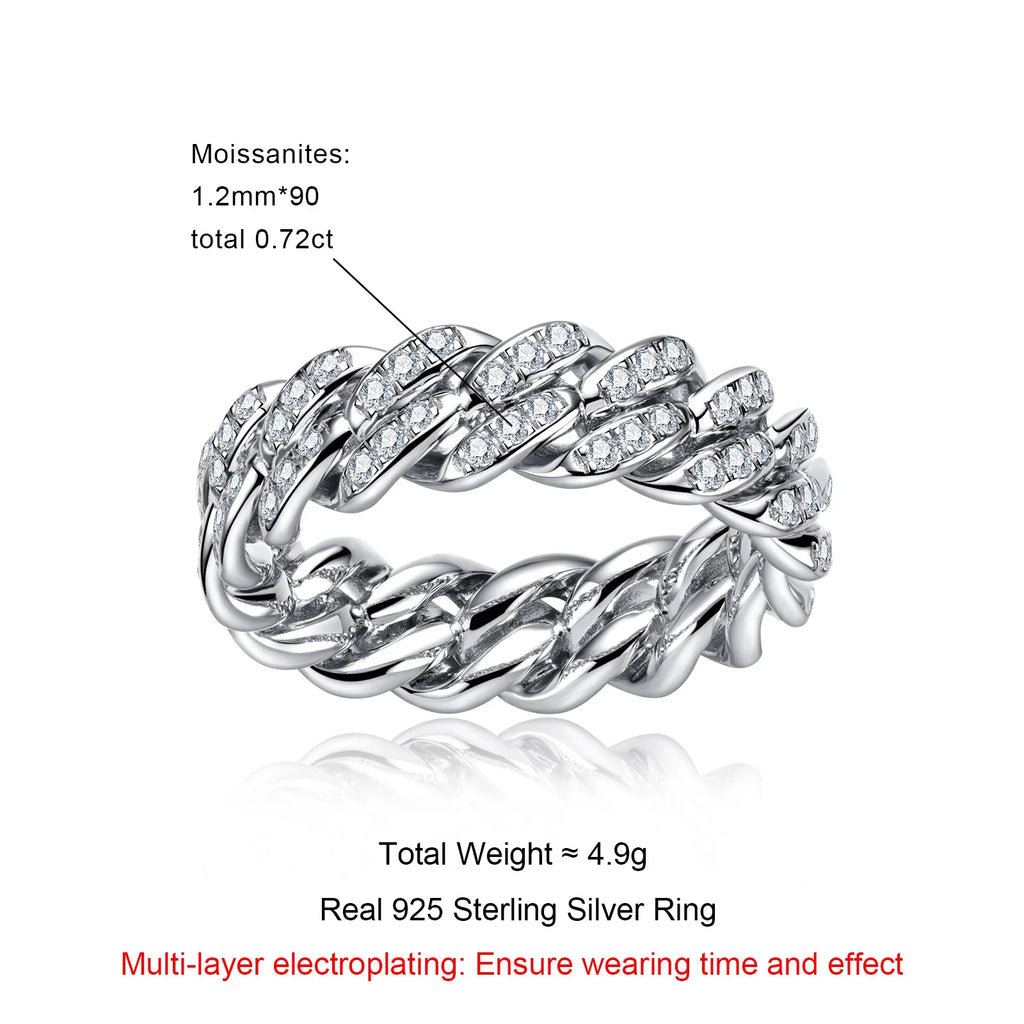 Iced Out Cuban Ring — 925 Silver