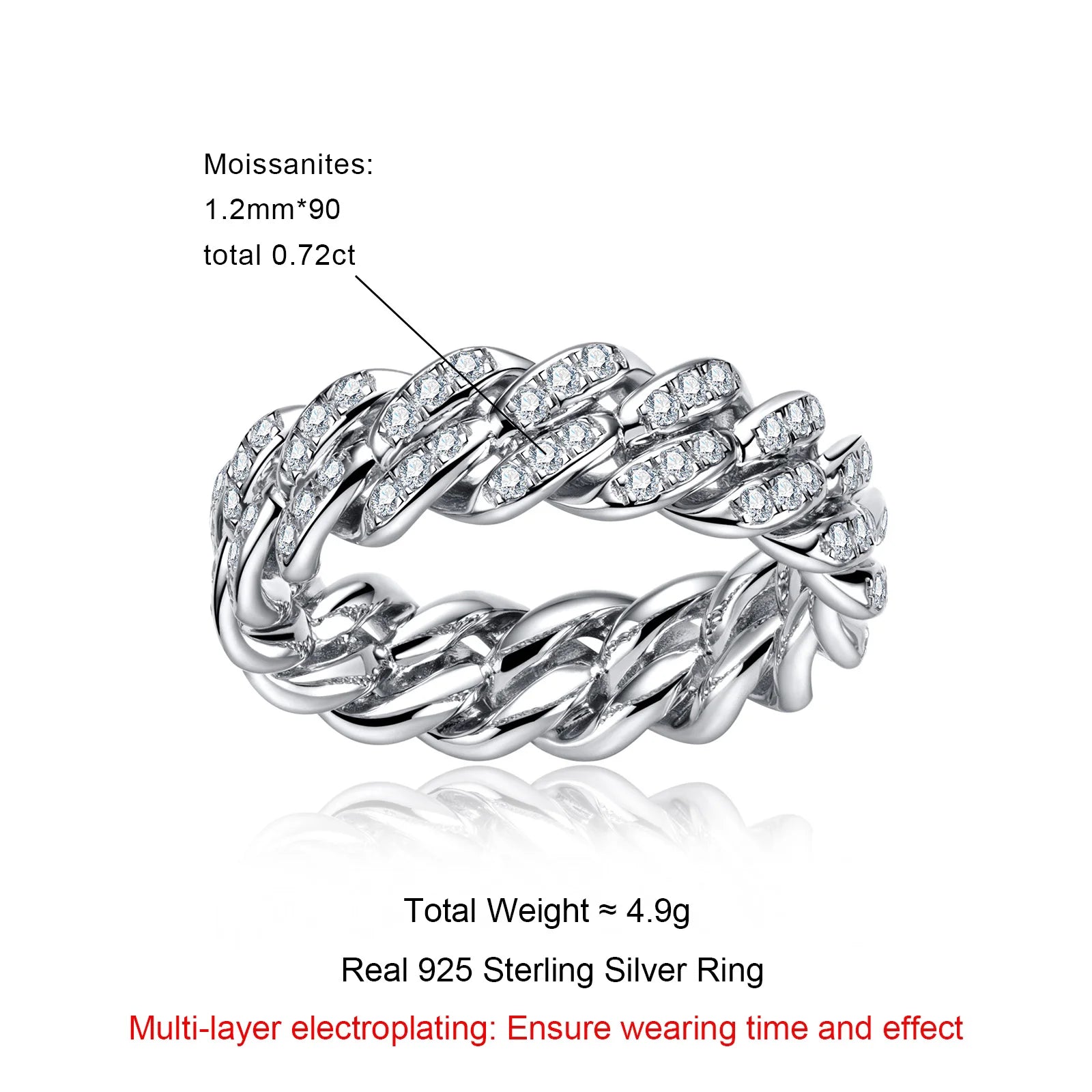 Iced Out Cuban Ring — 925 Silver