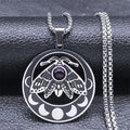 Witch Luna Moth Crescent Necklace for Women Men Stainless Steel Gothic Insect Moon Phase Chain Aesthetic Jewelry colar