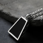 Geometric Retro Pendant Necklace — Two-Tone Chain, 45cm