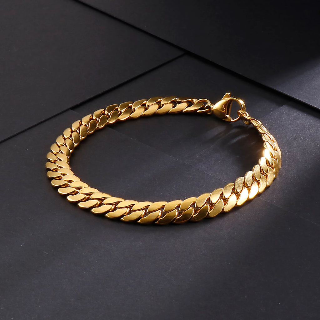 4/5/7mm Snake Chain Shiny Polished Link Couple Bracelet Simple Stainless Steel Trend Jewelry Gifts Multiple Sizes
