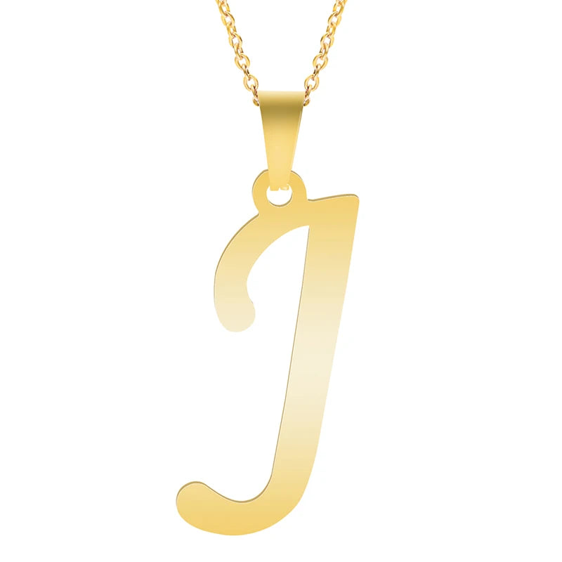 Initial 26 Letters Pendant Stainless Steel Necklaces For Women Men Accessories English Alphabet Necklace Fashion