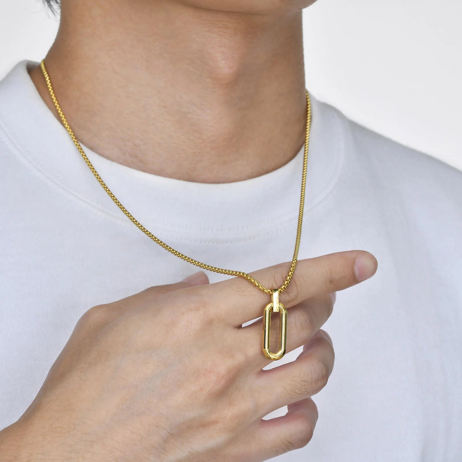 Hollow Geometric Square Pendant — Stainless