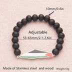 Palestine Flag Steel Bracelet Beaded Hand
