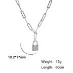 My Shape Fashion 2 Layers Lock Pendant Necklace for Men Punk Stainless Steel Clip Link Chain Necklaces Choker Male Party Jewelry