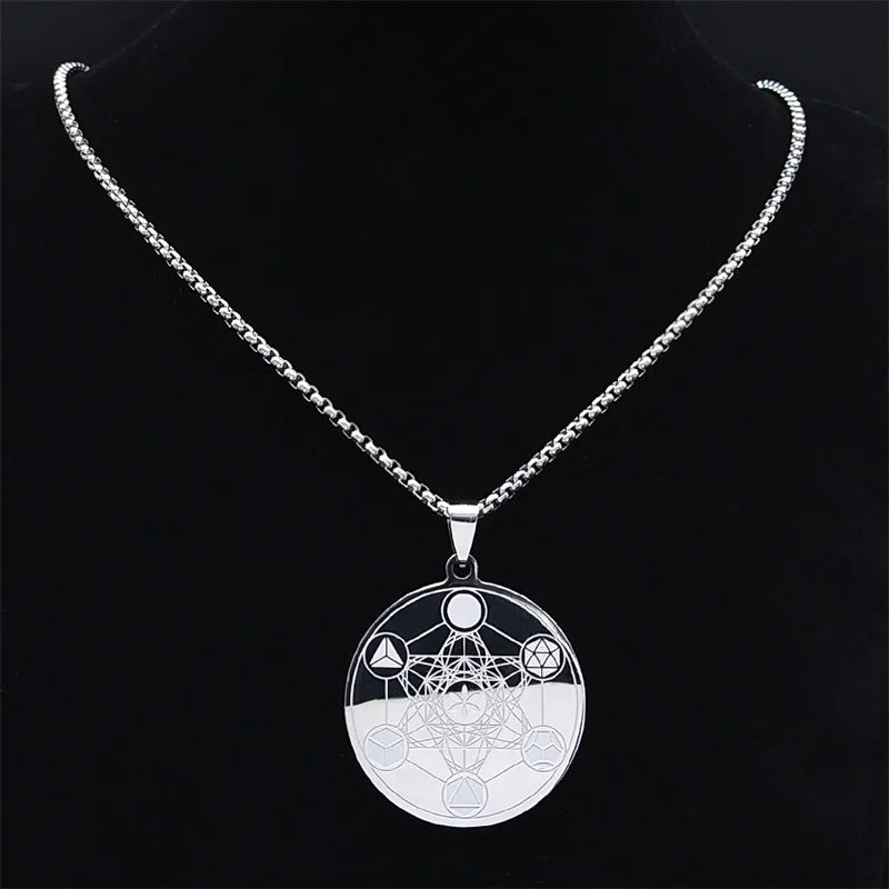 Archangel Metatron Cube Pendant — Stainless Steel