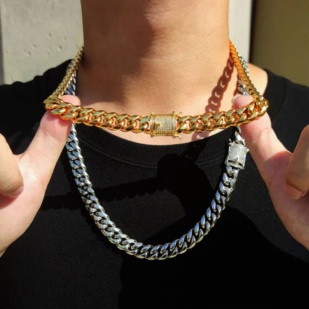 Iced Out Cuban Chain Necklace Stainless Steel 6-16MM