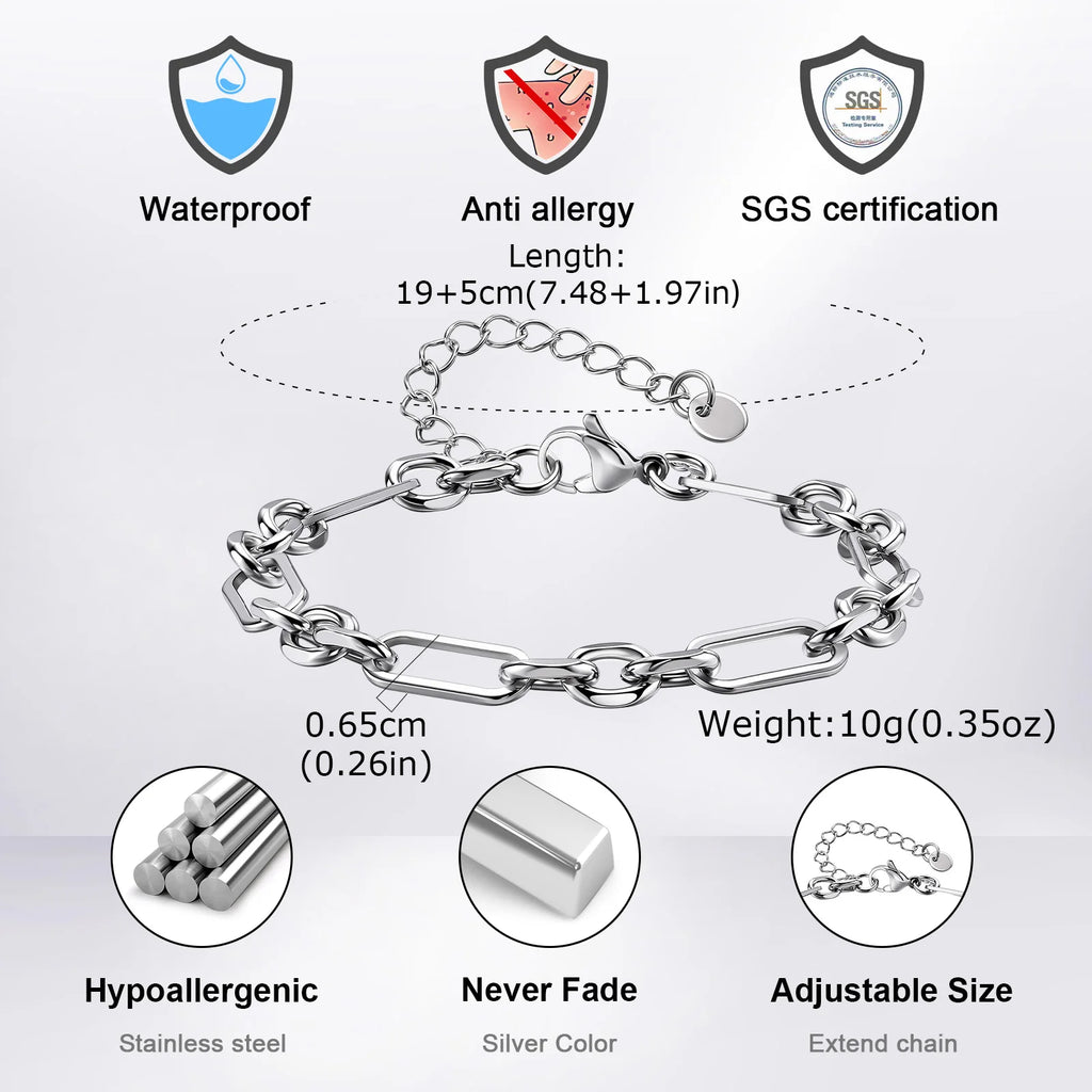 Silver Link Chain Bracelet — Stainless Steel