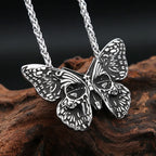 Butterfly Skull Pendant Necklace — Stainless Steel