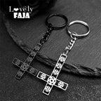 Inverted Cross Key Chain — Stainless Steel