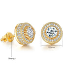 Iced Out Round CZ Piercing Stud Earrings for Men and Women