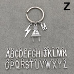 Fashion A-Z Letter Charm Lightning Bolt Plug Electrician Keychain for Electrical Worker Bag Car Keyring Gifts