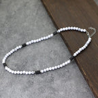 Classic 6mm Natural Stone Beaded Necklace Men 20 Inches Howlite Tiger Eyes Beads Short Collar Jewelry Office Leisure Joias Gift