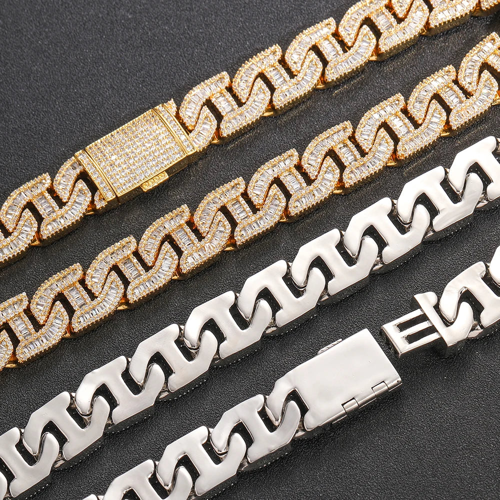 Iced Out Cuban Chain Necklace Stainless Steel 16MM