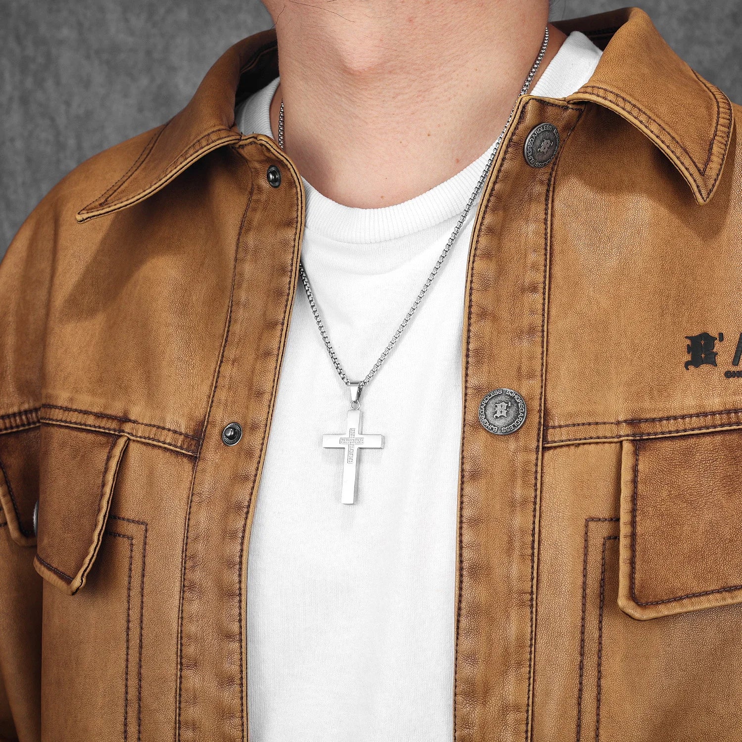 Cross Gemstone Pendant — Stainless Steel